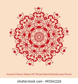 Ancient Chinese Pattern_021 Round Spiral Kaleidoscope Flower
