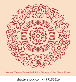 Ancient Chinese Pattern_045 Spiral Geometry Line Flower Frame