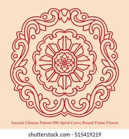 Ancient Chinese Pattern_096 Spiral Curve Round Frame Flower
