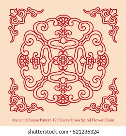 Ancient Chinese Pattern_127 Curve Cross Spiral Flower Chain
