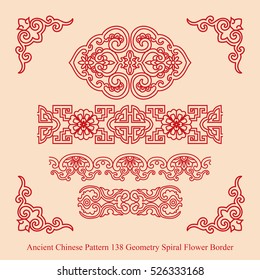 Ancient Chinese Pattern_138 Geometry Spiral Flower Border