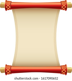 Ancient Chinese scroll illustration with place for your text. Cartoon style vector illustration.