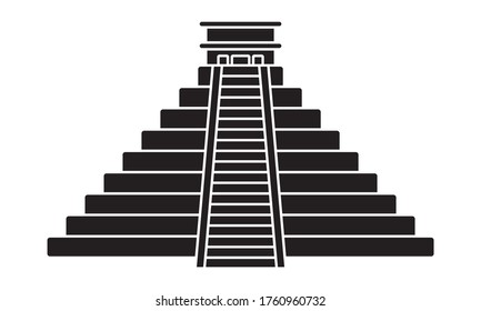 Ancient civilization el Castillo pyramid flat icons for apps and websites