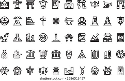 Ancient civilization icons High-Quality Vector Icons Collection with Editable Stroke. Ideal for Professional and Creative Projects.