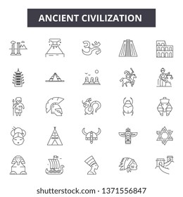 Ancient civilization line icons, signs set, vector. Ancient civilization outline concept, illustration: ancient,civilization,culture,history,old