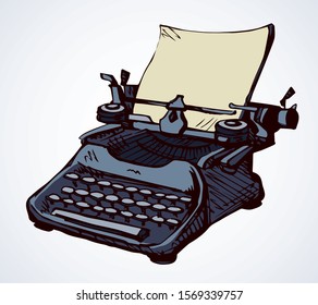 Ancient classic line press font object on white text space. Outline black ink pen hand drawn creative editor novel word blog idea logo icon design sketch in artist doodle cartoon style. Close up view