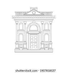 ANCIENT CLASSIC STYLE BUILDING DRAWING WITH ROMAN AND GOTHIC COLUMNS