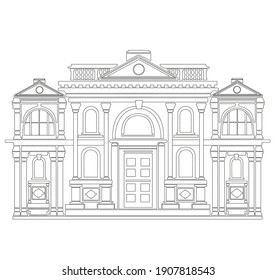 ANCIENT CLASSIC STYLE BUILDING DRAWING WITH ROMAN AND GOTHIC COLUMNS