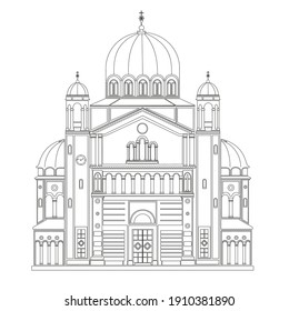 ANCIENT CLASSIC STYLE BUILDING DRAWING WITH ROMAN AND GOTHIC COLUMNS