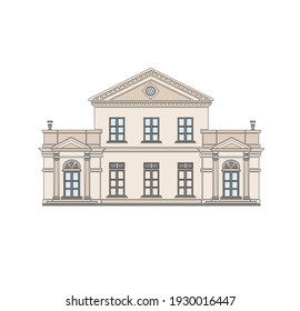 ANCIENT CLASSIC STYLE BUILDING DRAWING WITH ROMAN AND GOTHIC COLUMNS