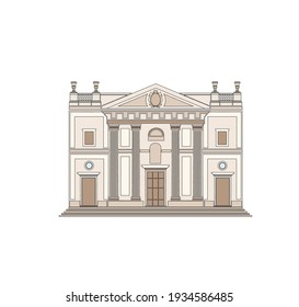 ANCIENT CLASSIC STYLE BUILDING DRAWING WITH ROMAN AND GOTHIC COLUMNS