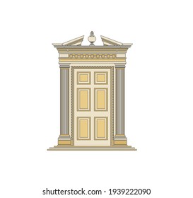 ANCIENT CLASSIC STYLE BUILDING DRAWING WITH ROMAN AND GOTHIC COLUMNS