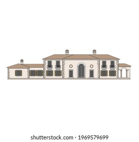 ANCIENT CLASSIC STYLE BUILDING DRAWING WITH ROMAN AND GOTHIC COLUMNS