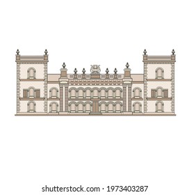 ANCIENT CLASSIC STYLE BUILDING DRAWING WITH ROMAN AND GOTHIC COLUMNS