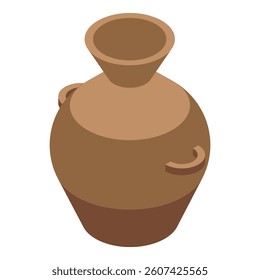 Ancient clay amphora, a symbol of ancient civilizations and their craftsmanship, presented as an isometric icon