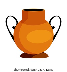 Ancient clay pot with two handles flat icon. Antiquity, earthenware, vessel pot. Greek vases concept. Vector illustration can be used for topics like ancient history, dishware, archaeology