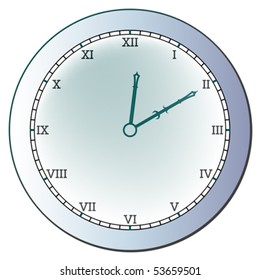 ancient clock against white background, abstract vector art illustration