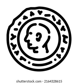 ancient coin line icon vector. ancient coin sign. isolated contour symbol black illustration