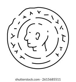 ancient coin line icon vector. ancient coin sign. isolated contour symbol black illustration