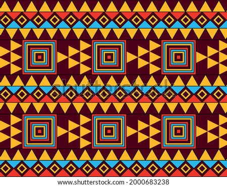 Ancient colombian indigenous geometrical pattern over dark red background