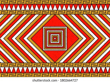 Ancient colorful native art based in Inca pre columbus geometric figures pattern. Indigenous concept