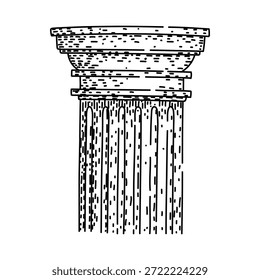 Ancient column capital design featuring classic architectural elements with textured line art, symbolizing strength, history, and cultural heritage in a simple vector illustration