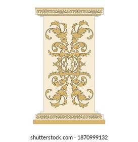 
COLUMNA ANTIGUA DECORADA AL ESTILO CLÁSICO BARROCO DE VENECIA