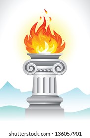 Ancient column with flame