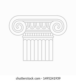 Ancient column, greek, roman order, architecture element, linear silhouette.