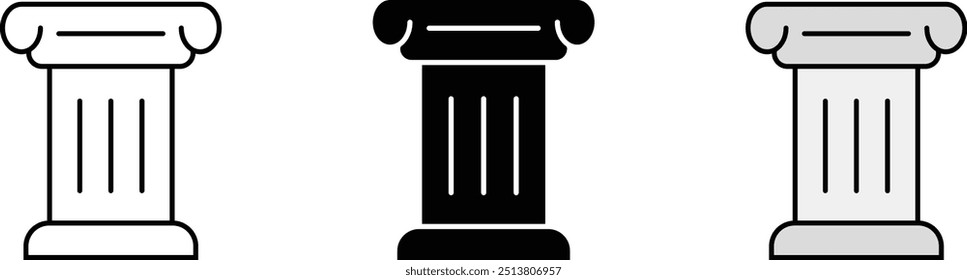 Icono de columna antigua en estilo alineado, aislado y coloreado. Ilustración vectorial