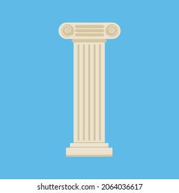 Ancient column icon on blue background. Vector illustration