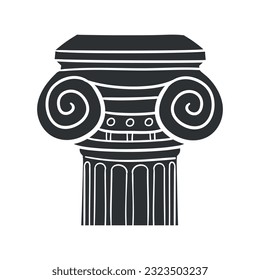 Ancient Column Icon Silhouette Illustration. Greek Architecture Vector Graphic Pictogram Symbol Clip Art. Doodle Sketch Black Sign.