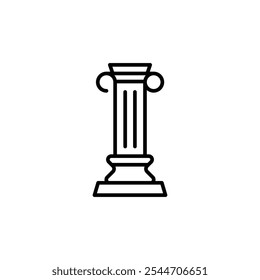 Ancient column icon. Simple, minimal line art illustration representing classical architecture. Ideal for use in historical, architectural, and cultural themes for web, app design. Vector illustration