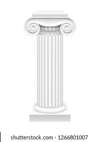 Сapital of ancient column isolated on white. Vector Illustration