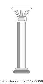 Esquema de columna antigua. Arquitectura y cultura griega antigua. Edificio de estilo doriano y barroco. Monumento histórico. Ilustración vectorial lineal aislada sobre fondo blanco