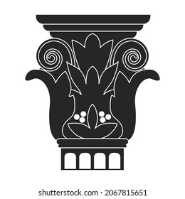Ancient column vector black icon. Vector illustration pillar of antique on white background. Isolated black illustration icon of ancient column .
