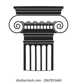 Icono vectorial de columna antiguo negro. Pilar de ilustración vectorial de la antigua sobre fondo blanco. Icono de ilustración negra aislada de columna antigua.