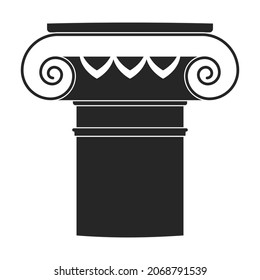 Antike Spalte, Vektorsymbol schwarz. Vektorgrafik-Säule der Antike auf weißem Hintergrund. Einziger schwarzer Illustrationssymbol für alte Kolumne.
