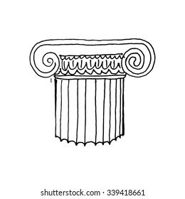 Ancient column. Vector illustration isolated on white background