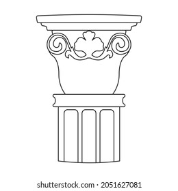 Ancient column vector outline icon. Vector illustration pillar of antique on white background. Isolated outline illustration icon of ancient column .
