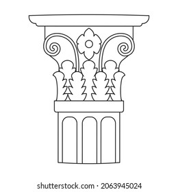 Ancient column vector outline icon. Vector illustration pillar of antique on white background. Isolated outline illustration icon of ancient column .