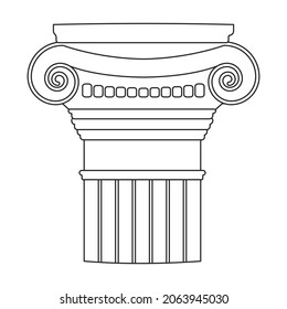 Ancient column vector outline icon. Vector illustration pillar of antique on white background. Isolated outline illustration icon of ancient column .