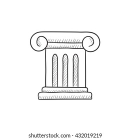 Ícone de esboço de vetor de coluna antiga isolado no plano de fundo. Ícone de coluna Antigo desenhado à mão. Ícone de esboço de coluna antiga para infográfico, site ou aplicativo.