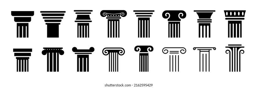 Ancient columns icon set. Vector icon