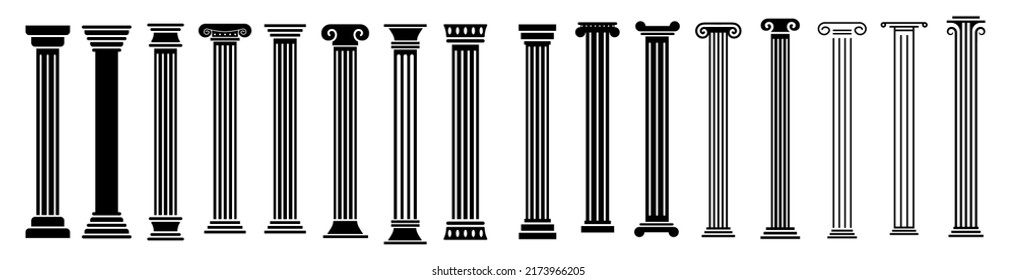 Ancient columns icon set. Vector icon