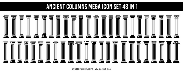 Ancient columns icon set. Vector icon