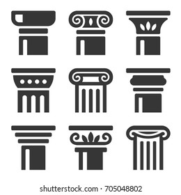 Ancient Columns Icon Set. Vector