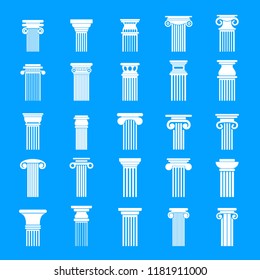 Ancient columns icons set. Simple illustration of 25 ancient columns vector icons for web