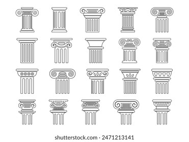 Conjunto de elementos de estatua de columnas antiguas