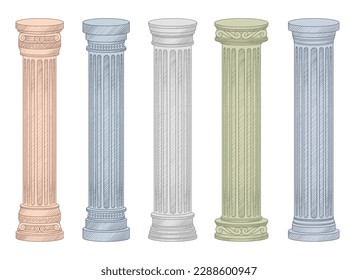 Ancient columns vector design illustration isolated on background